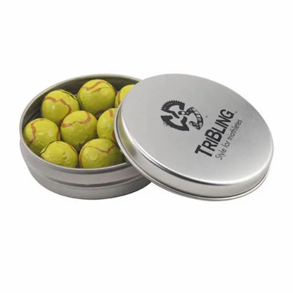 Round Tin with Chocolate Tennis Balls - SBF2900 - Custom Aprons Now