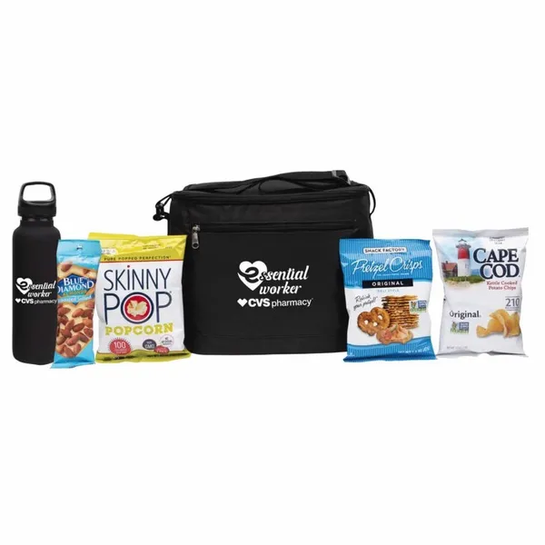 Deluxe Appreciation Cooler Water Bottle Set With Snacks - Custom Aprons Now