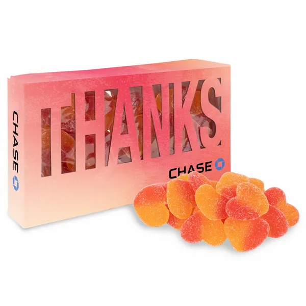 Thanks Die Cut Box with Sour Peachy Hearts - Table Covers Now