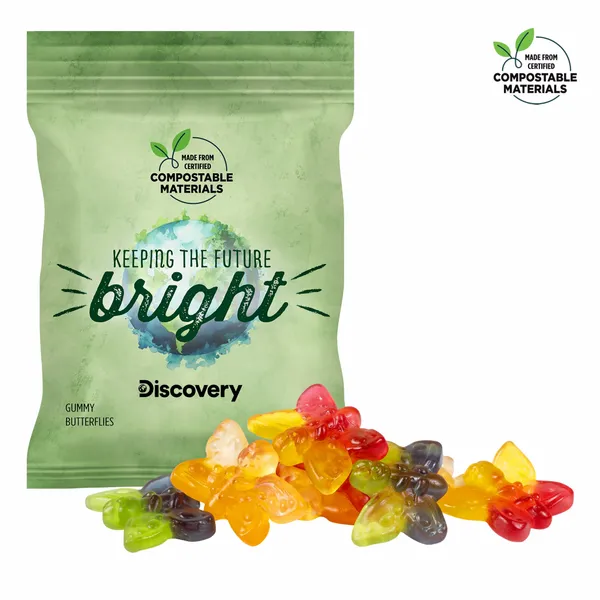 2oz. ECO-Digibag, Compostable & Full Color, Gummy Butterflies - Table Covers Now