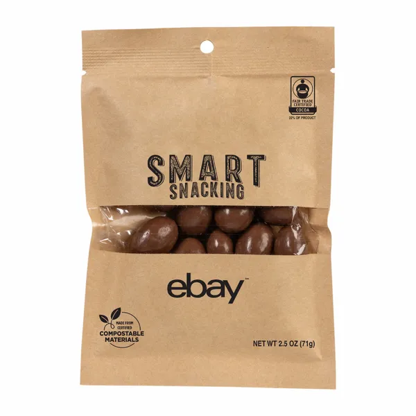 FairTrade Milk Chocolate Almonds in Compostable Kraft Pouch - Table Covers Now