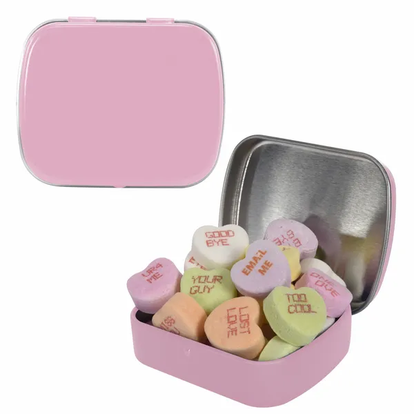 Small Mint Tin with Conversation Hearts - Table Covers Now