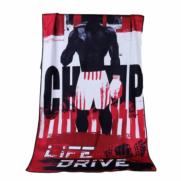 Navy blue personalized hand towels with a custom 'ROUTE US 66' logo in white, displayed against a plain background.