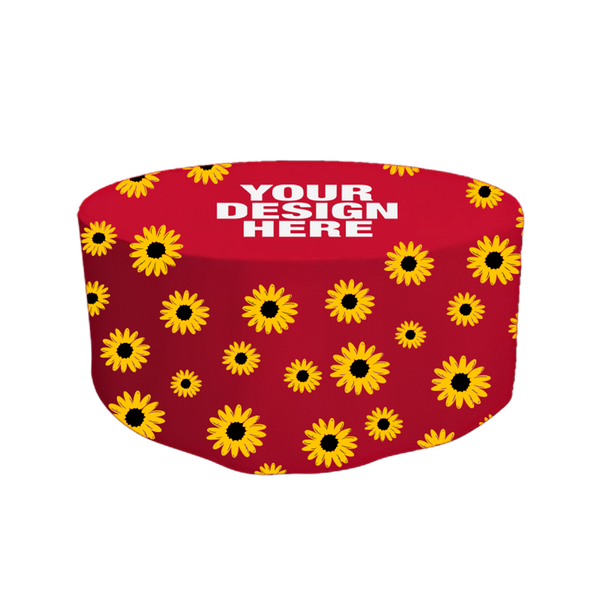 Red Sunflower Round Fitted Tablecloth with Logo - Table Covers Now