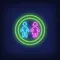Boy & Girl Silhouettes Circle Neon Sign - Custom Aprons Now