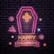 Pink Halloween Coffin Cross Neon Sign - Custom Aprons Now
