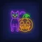 Scary Pumpkin Cat Neon Sign - Custom Aprons Now