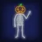 Skeleton with Pumpkin Head Neon Sign - Custom Aprons Now