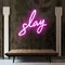 Glowing Slay Pink Neon Sign - Custom Aprons Now