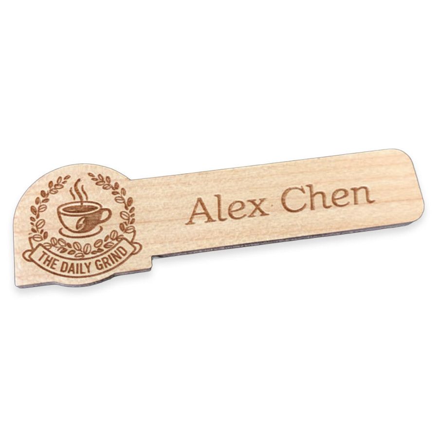 Wooden Name Badges - Custom Aprons Now