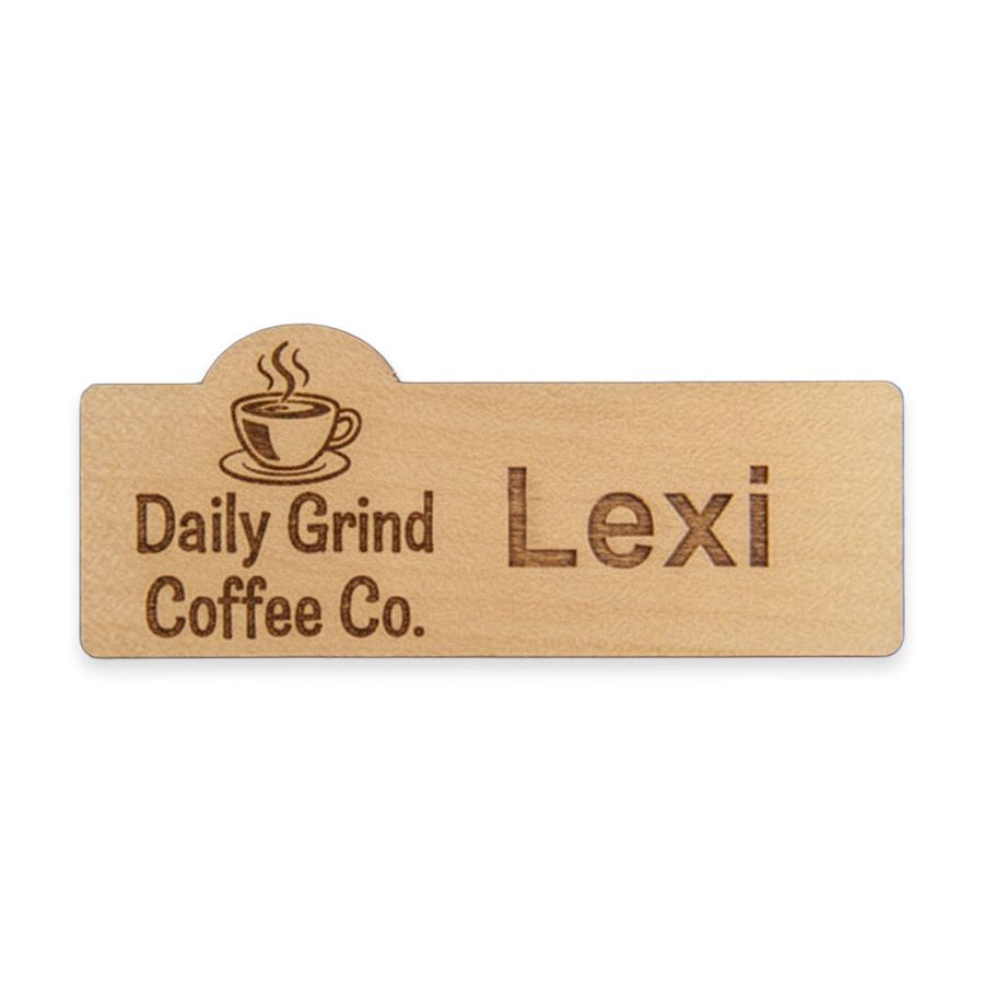 Wooden Name Badges - Custom Aprons Now