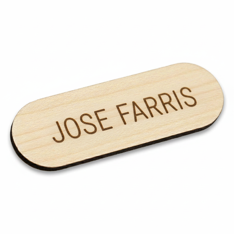 Wooden Name Badges - Custom Aprons Now