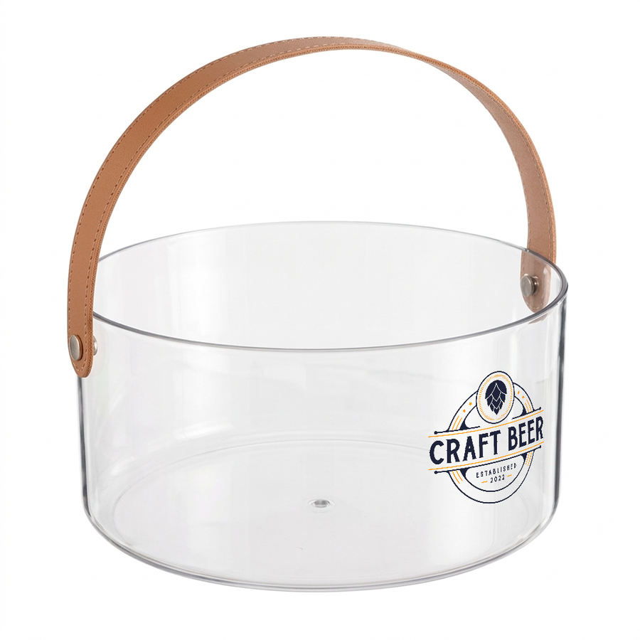 Leather-Strap Clear Drink Buckets - Custom Aprons Now