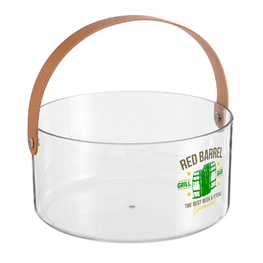 Leather-Strap Clear Drink Buckets - Custom Aprons Now