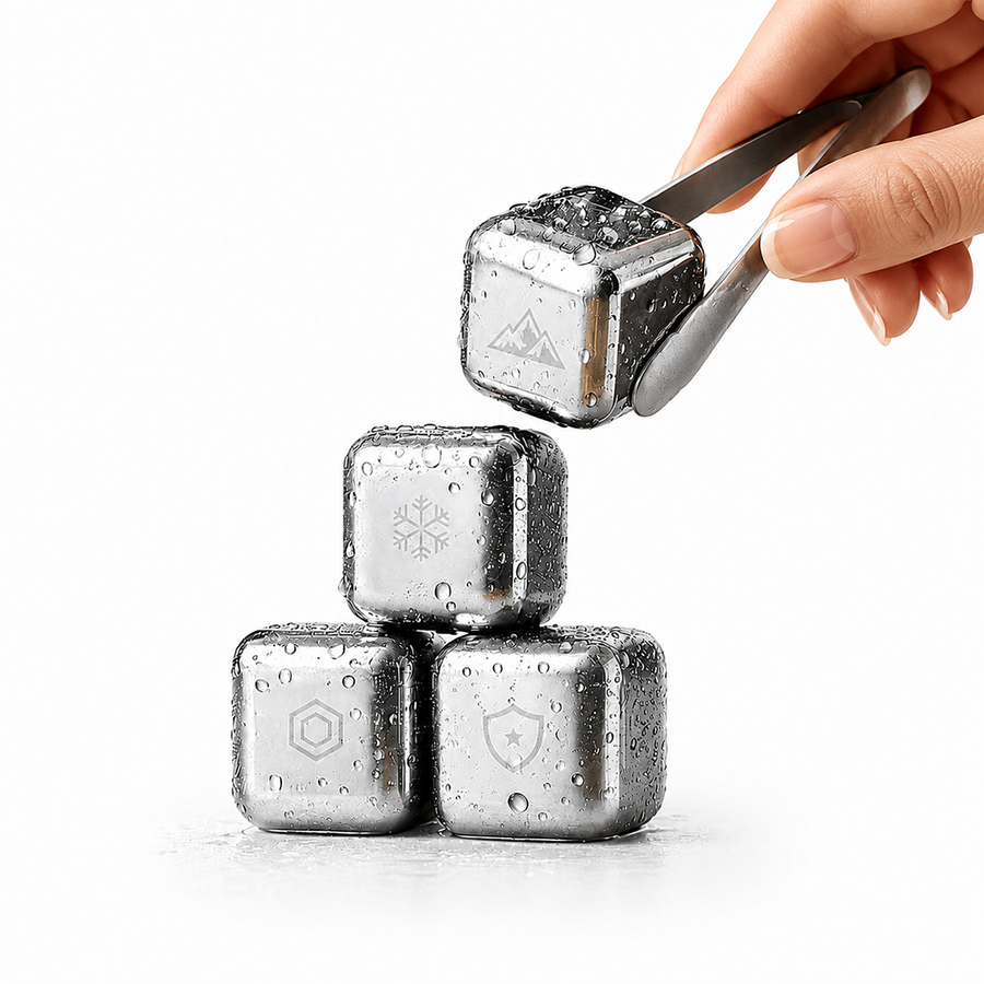 Silver Stainless Steel Ice Cubes - Custom Aprons Now