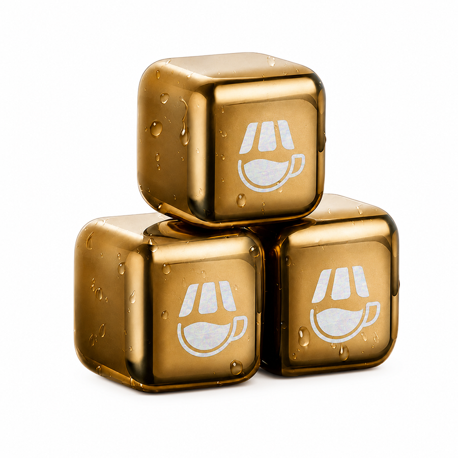 Gold Stainless Steel Ice Cubes - Custom Aprons Now