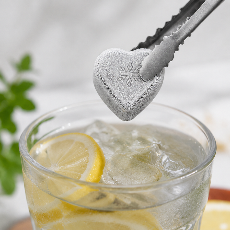 Heart-Shaped Stainless Steel Ice Cubes - Custom Aprons Now