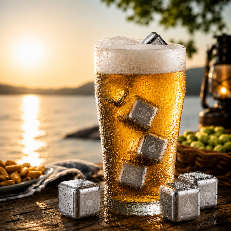 Silver Stainless Steel Ice Cubes - Custom Aprons Now