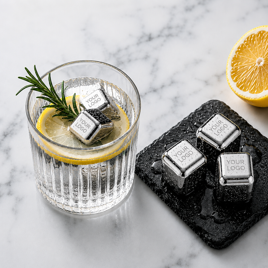 Silver Stainless Steel Ice Cubes - Custom Aprons Now
