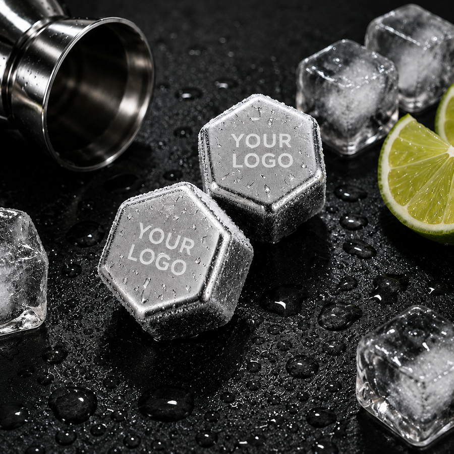 Hexagon Stainless Steel Ice Cubes - Custom Aprons Now