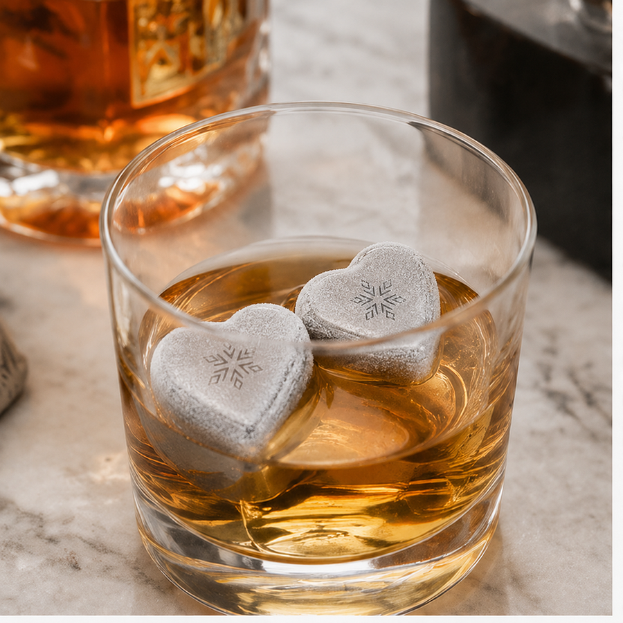 Heart-Shaped Stainless Steel Ice Cubes - Custom Aprons Now