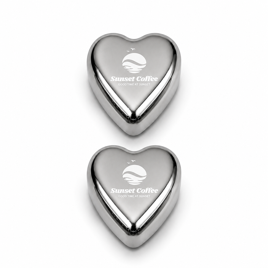 Heart-Shaped Stainless Steel Ice Cubes - Custom Aprons Now