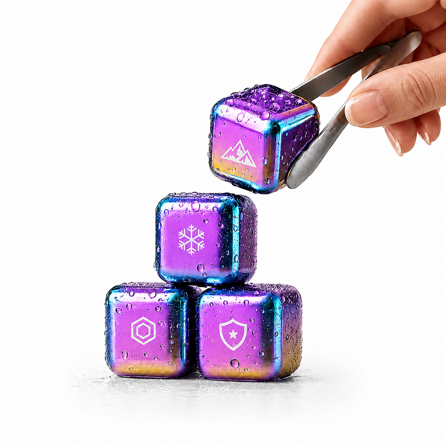 Rainbow Stainless Steel Ice Cubes - Custom Aprons Now