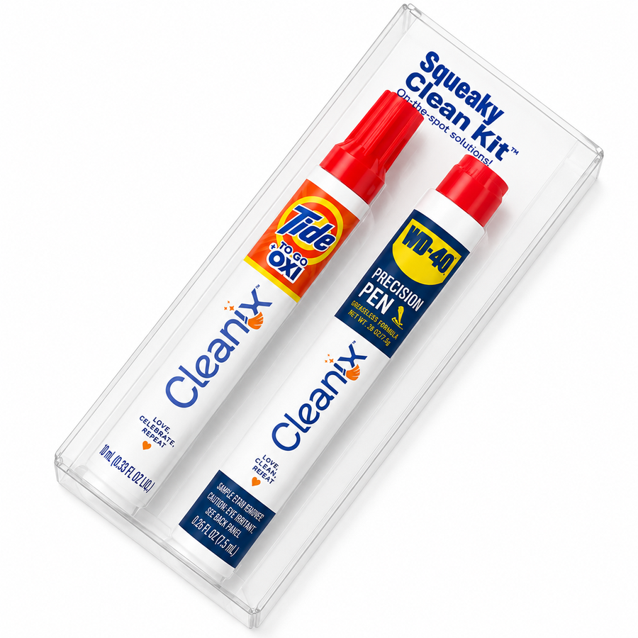 Squeaky Clean Kit - WD-40® Precision Pen and Tide® to Go + Oxi Travel Kits - Custom Aprons Now