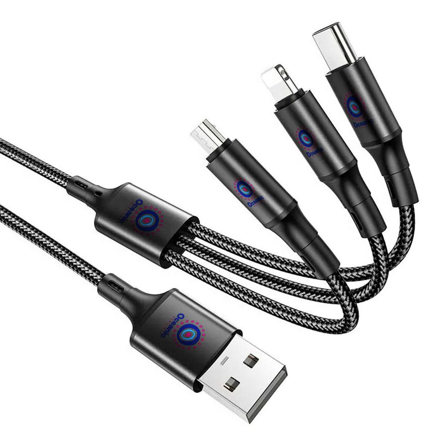 Nylon Braided 3-in-1 Charging Cables - Table Covers Now